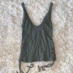 URBAN OUTFITTERS: green tie side crop top size xs